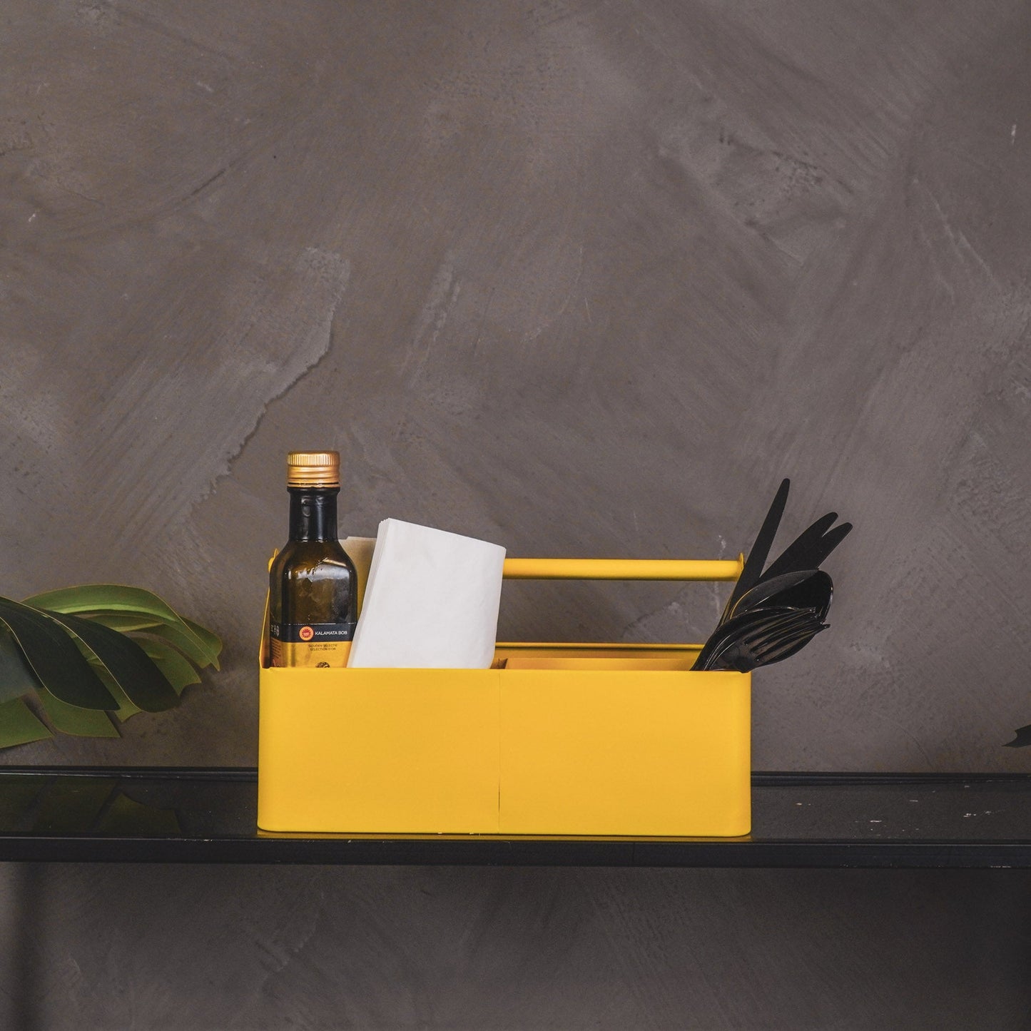 Metal Box with Compartments - Organizer - Metal - Yellow - 30x17x17cm