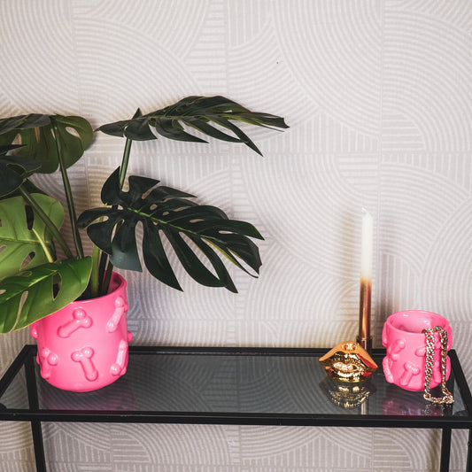 Pot - Planten Pot Lippen - Keramiek - Neon Roze - 11x11x11,5cm