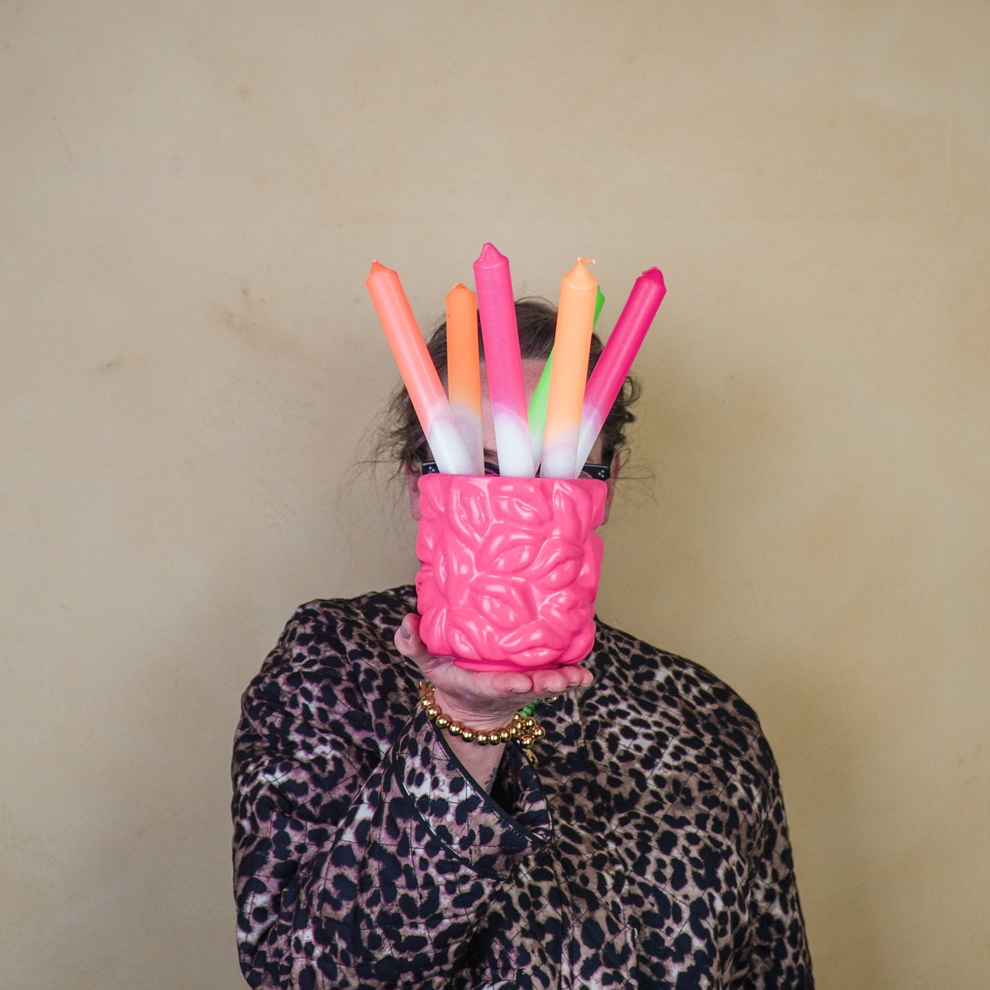 Pot - Plant Pot Lips - Ceramic - Neon Pink - 11x11x11.5cm