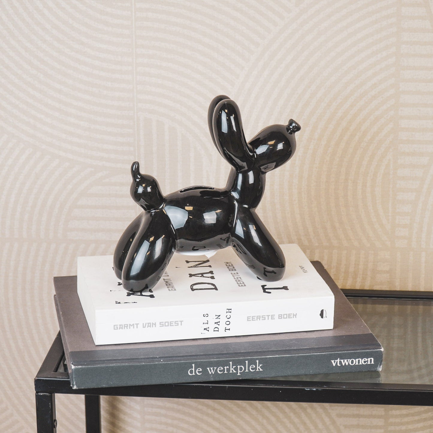 Ornament - Money Box Balloon Dog - Ceramic - Black - 17x7x17cm