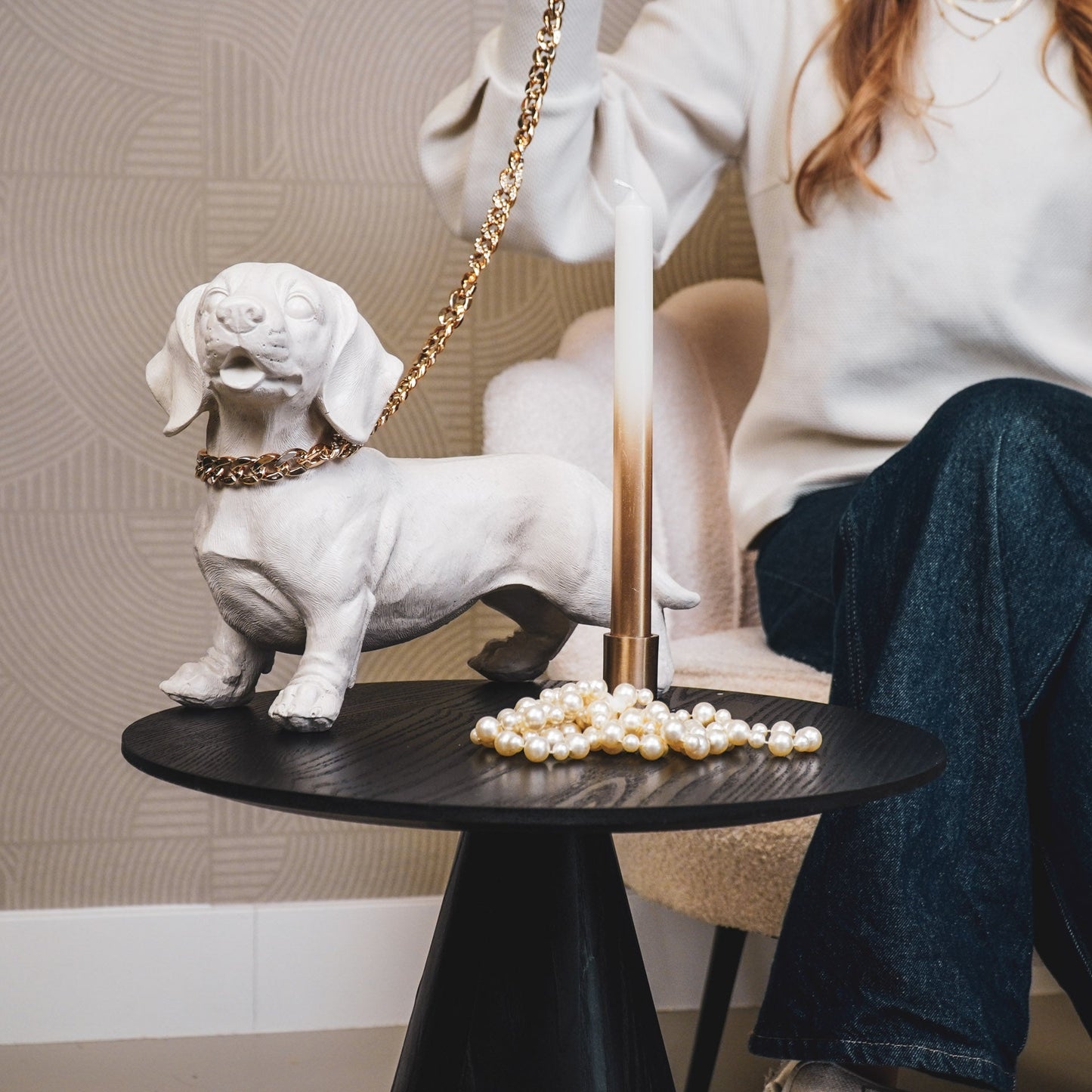 'Ornament - Teckel - Polyresin -  Beige - 20x8x15cm