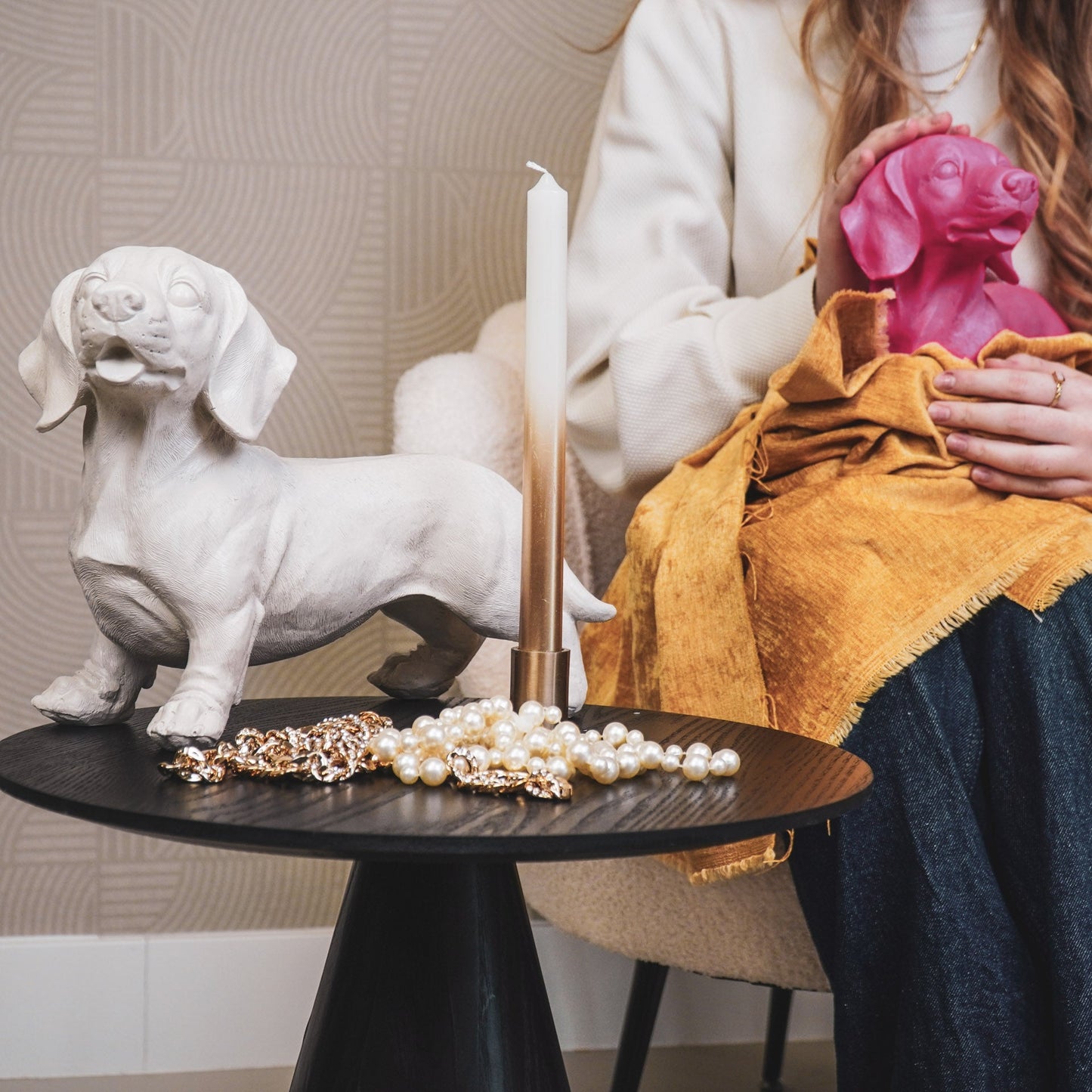 'Ornament - Teckel - Polyresin -  Beige - 20x8x15cm