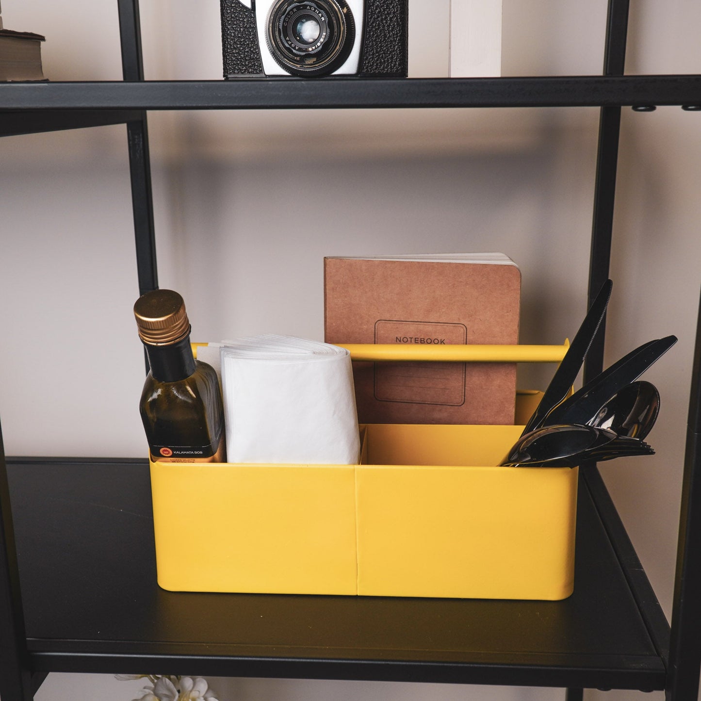 Metal Box with Compartments - Organizer - Metal - Yellow - 30x17x17cm