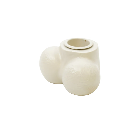 Candlestick - Ball sack - Polyresin - Sand - 7.5x5.5x4cm