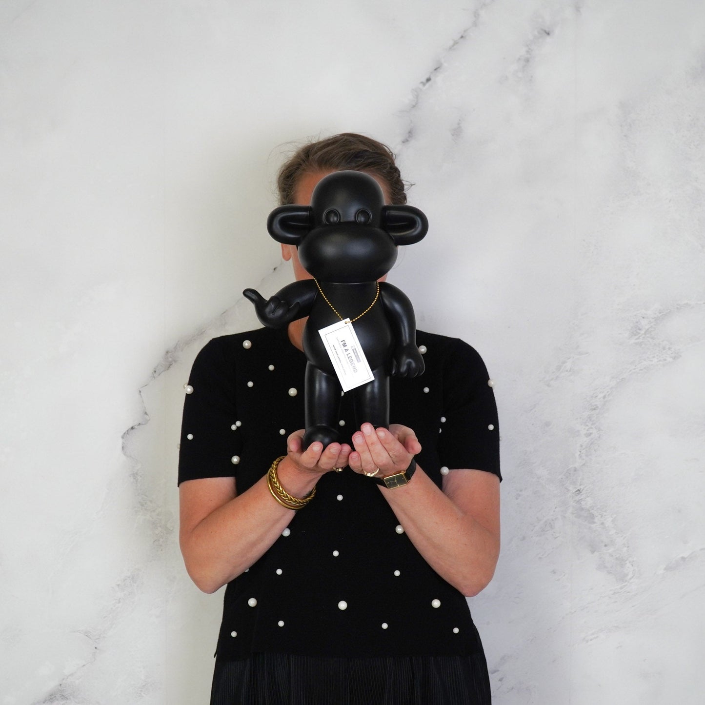 Ornament - Hanging loose Monkey Statue 'The Legend' - Polyresin - Black - 20.5x13.5x35cm