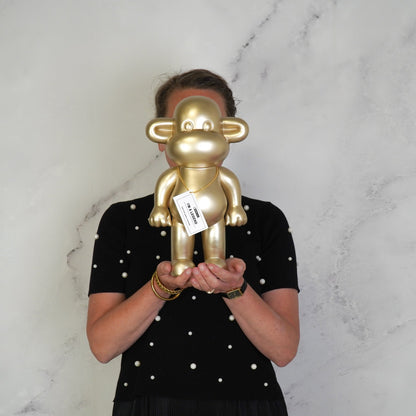 Ornament - Monkey Statue 'The Legend' - Gold - 20.5x13.5x35cm