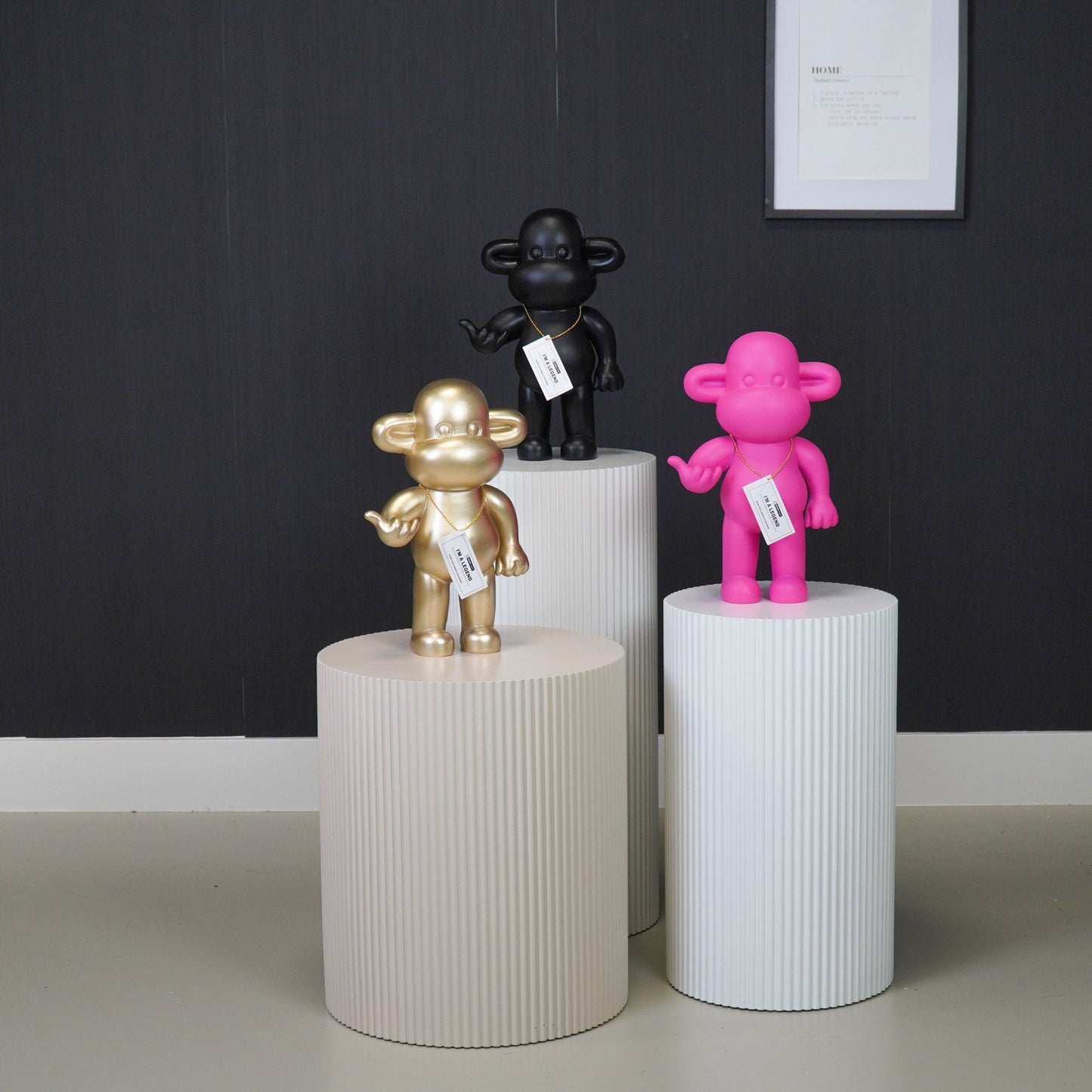 Ornament - Monkey Statue 'The Legend' - Gold - 20.5x13.5x35cm