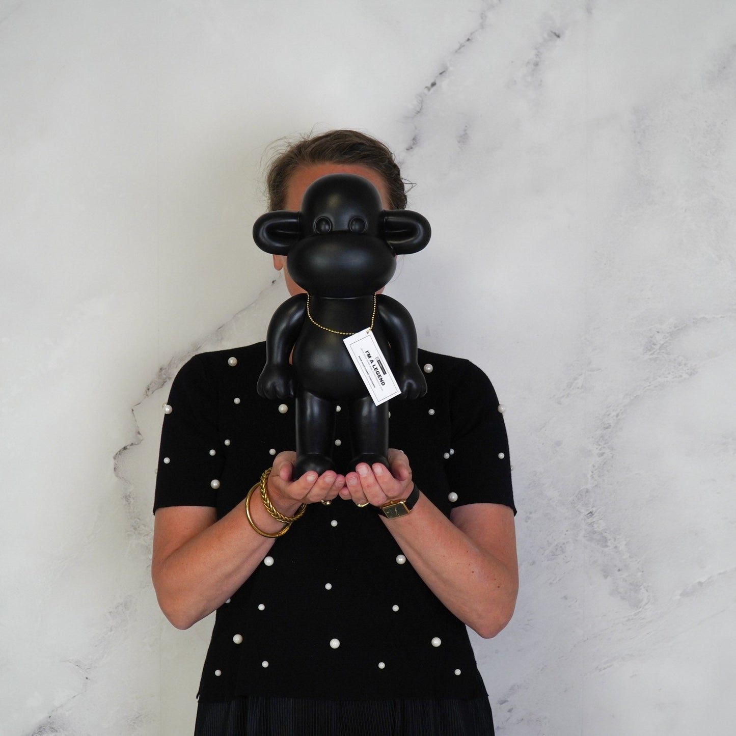 Ornament - Monkey Statue 'The Legend' - Polyresin - Black - 20.5x13.5x35cm