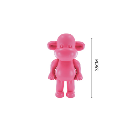 Ornament - Monkey Statue 'The Legend' - Polyresin - Pink - 20.5x13.5x35cm