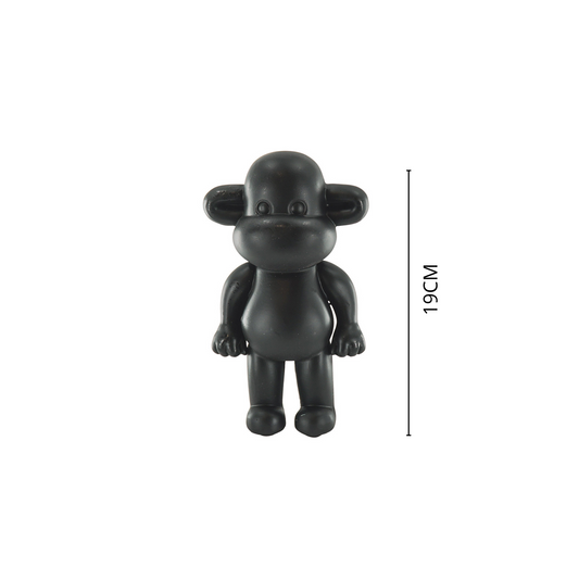 Ornament - Monkey Statue 'The Legend' - Polyresin - Black - 11x7x19cm