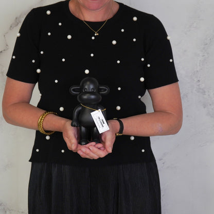 Ornament - Monkey Statue 'The Legend' - Polyresin - Black - 11x7x19cm