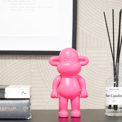 Ornament - Aap Beeld 'The Legend' - Polyresin - Roze - 11x7x19cm