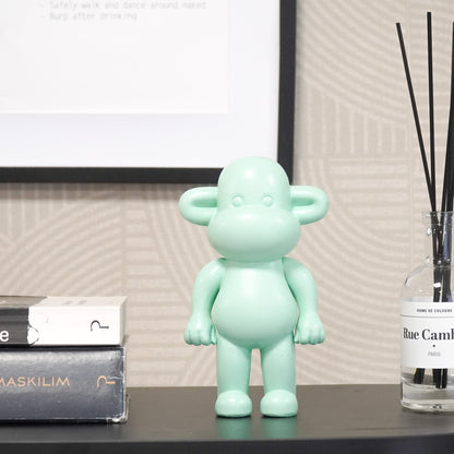 Ornament - Monkey Statue 'The Legend' - Polyresin - Mint Green - 11x7x19cm