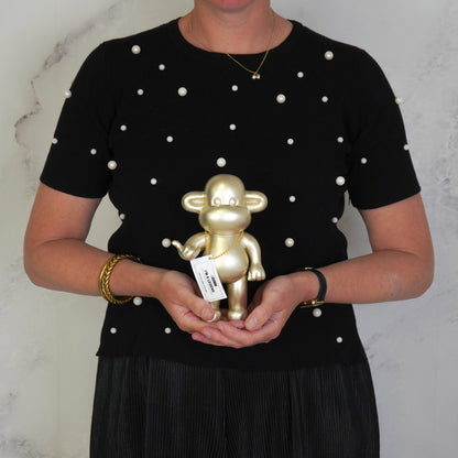 Ornament - Hang loose Aap Beeld 'The Legend' - Polyresin - Goud - 11x7x19cm