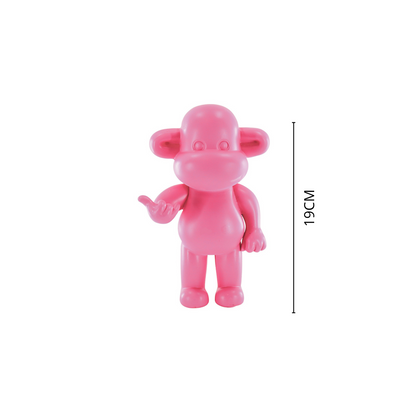 Ornament - Hang loose Aap Beeld 'The Legend' - Polyresin - Roze - 11x7x19cm