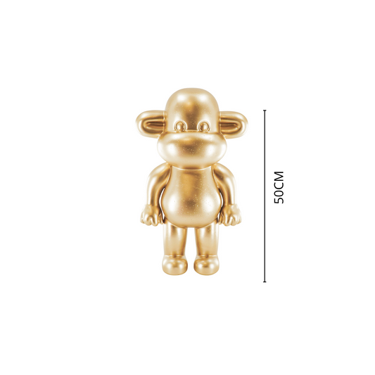 Ornament - Monkey Statue 'The Legend' - Polyresin - Gold - 33x21x50cm