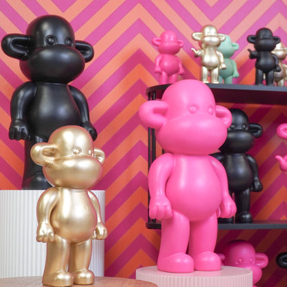 Ornament - Monkey Statue 'The Legend' - Polyresin - Black - 33x21x50cm