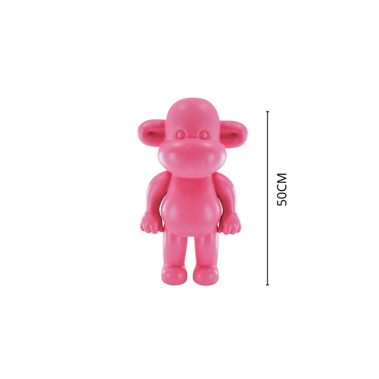 Ornament - Monkey Statue 'The Legend' - Polyresin - Pink - 33x21x50cm