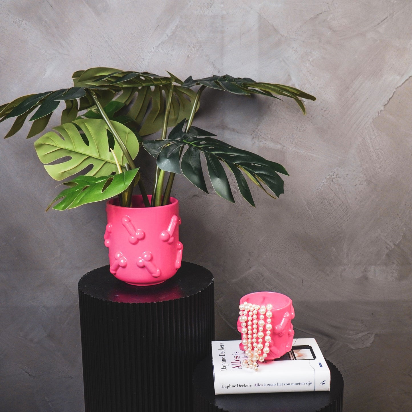 Pot - Plant Pot Lips - Ceramic - Neon Pink - 11x11x11.5cm