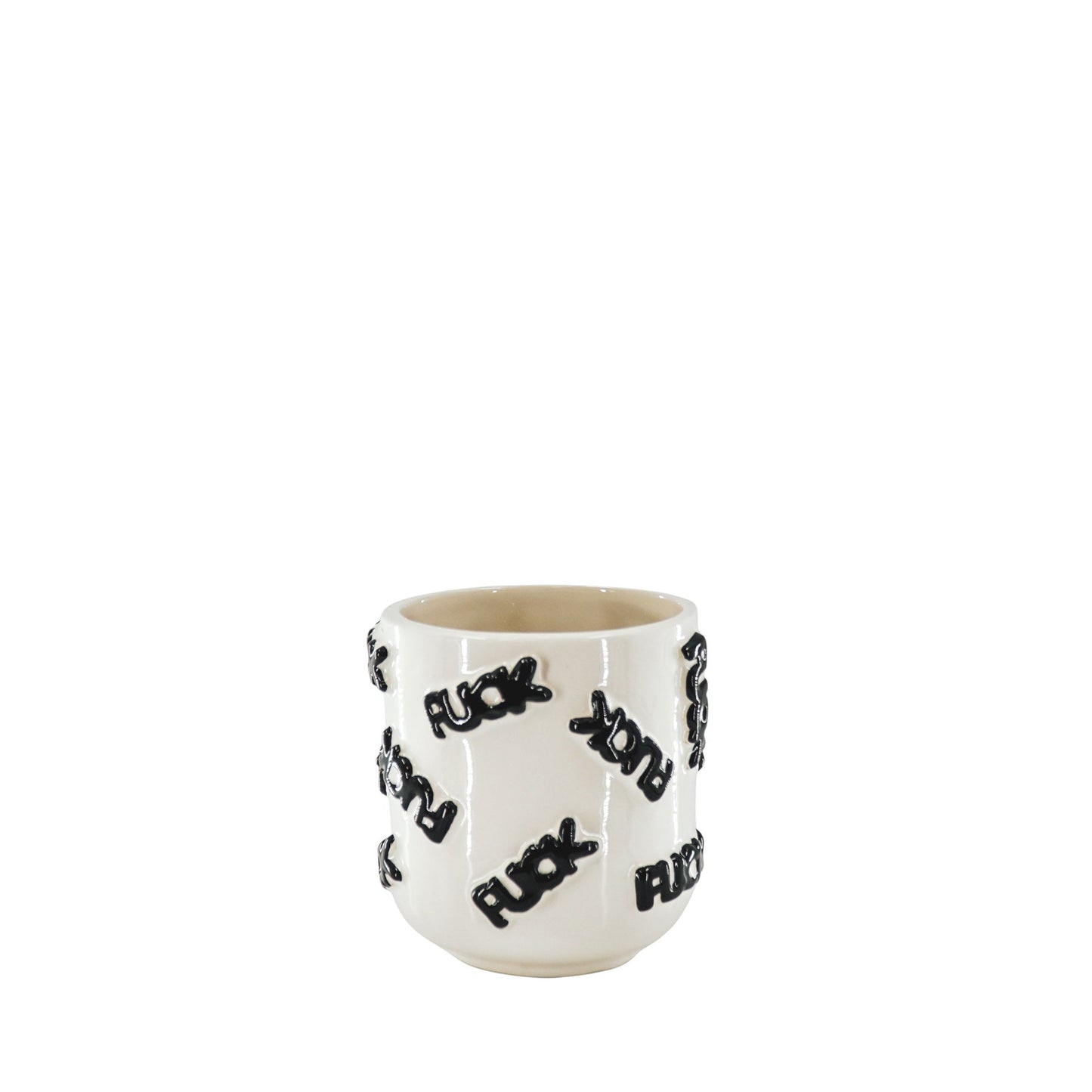 Pot - Plant Pot 'FUCK' - Ceramic - Black/White - 11x11x11.5cm