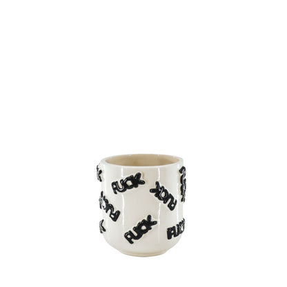 Pot - Plant Pot 'FUCK' - Ceramic - Black/White - 11x11x11.5cm