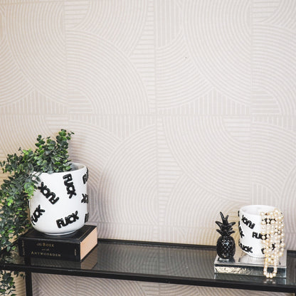 Pot - Plant Pot 'FUCK' - Ceramic - Black/White - 11x11x11.5cm