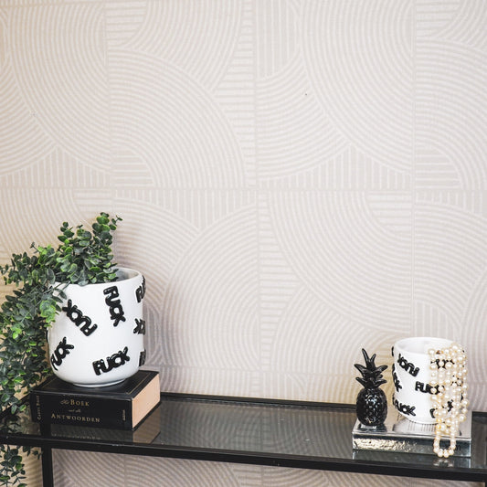 Pot - Plant Pot 'FUCK' - Ceramic - Black/White - 11x11x11.5cm