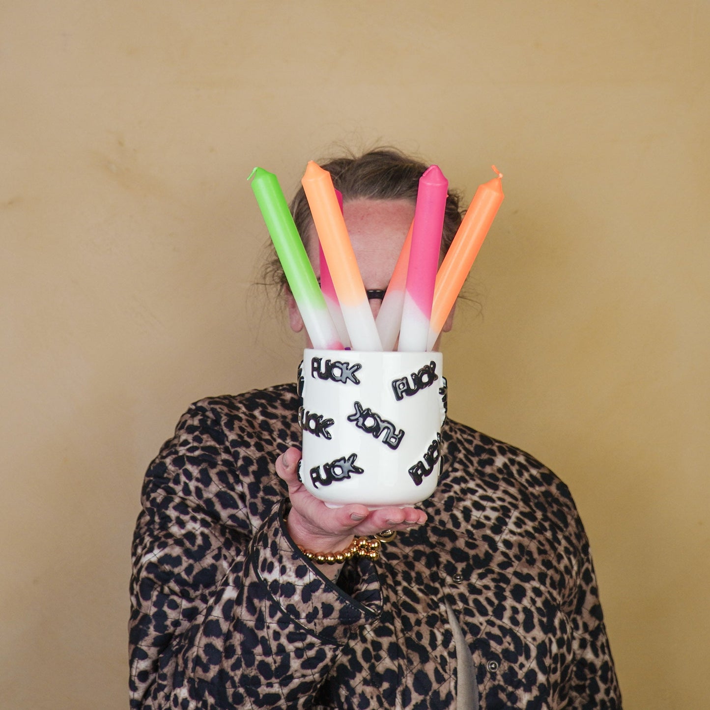 Pot - Plant Pot 'FUCK' - Ceramic - Black/White - 11x11x11.5cm