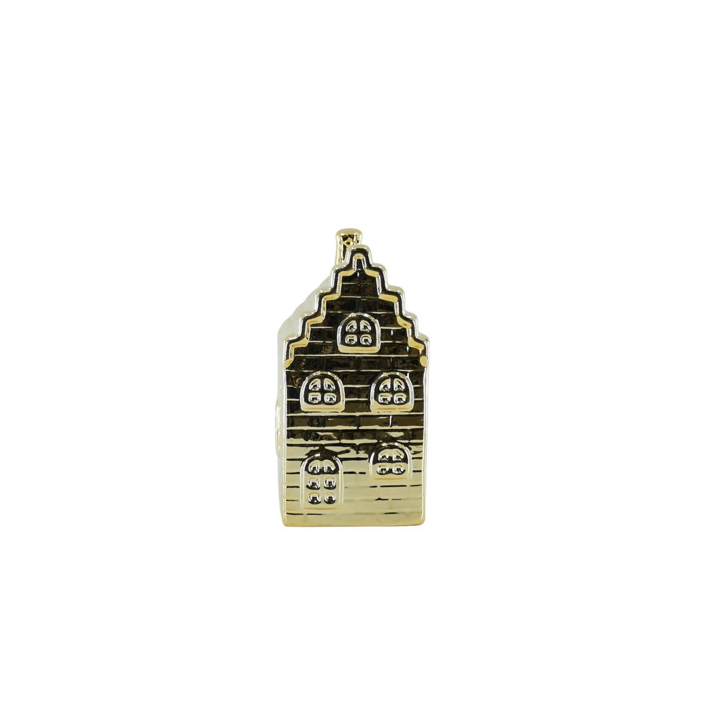 Ornament - Money Box House - Ceramic-Gold- 7x7x13cm