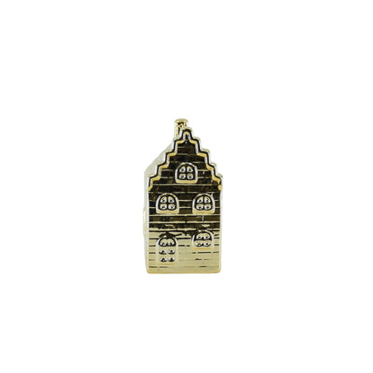 Ornament - Money Box House - Ceramic-Gold- 7x7x13cm