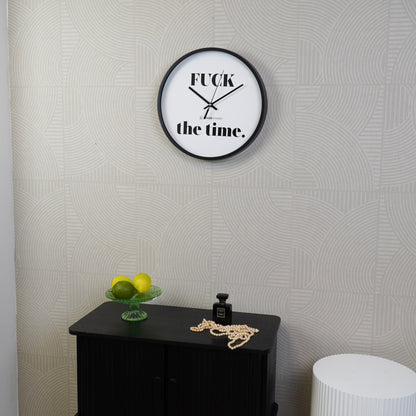 Clock - Wall clock - 'FUCK the time' - Black/White - 34x34x4 cm