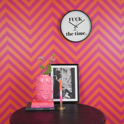 Clock - Wall clock - 'FUCK the time' - Black/White - 34x34x4 cm