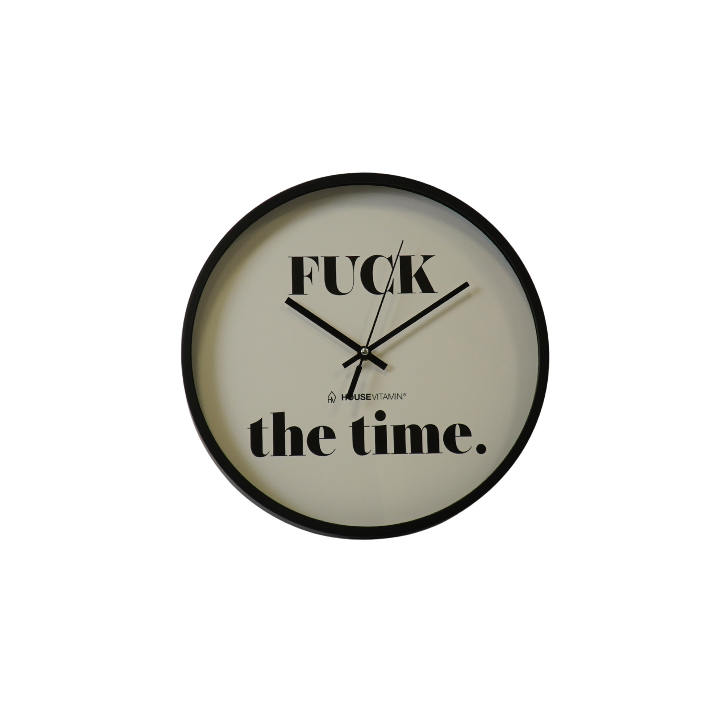 Clock - Wall clock - 'FUCK the time' - Black/White - 34x34x4 cm