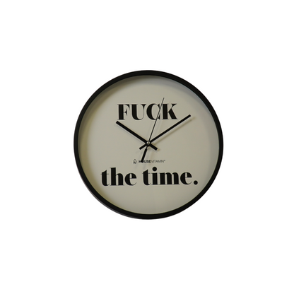 Clock - Wall clock - 'FUCK the time' - Black/White - 34x34x4 cm