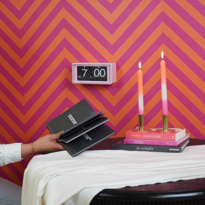 Clock - Cabinet Clock Flip Over - Pink - 22x13x11.5cm