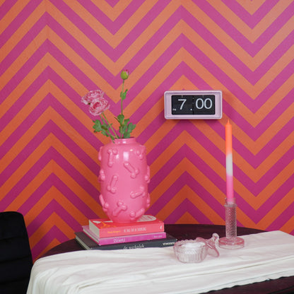 Clock - Cabinet Clock Flip Over - Pink - 22x13x11.5cm