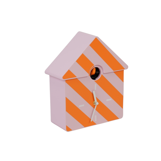 Cuckoo Clock - Striped Pattern - Orange/Pink - 24x27x9cm