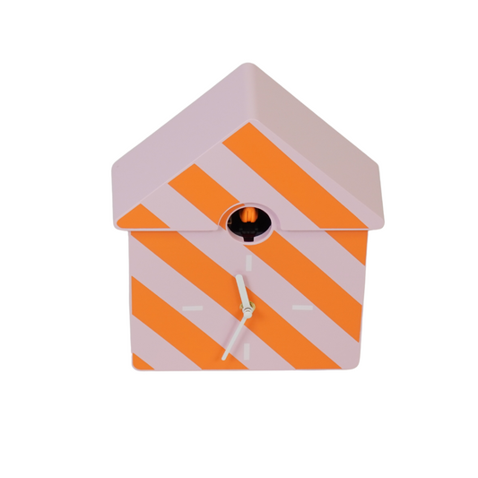 Cuckoo Clock - Striped Pattern - Orange/Pink - 24x27x9cm