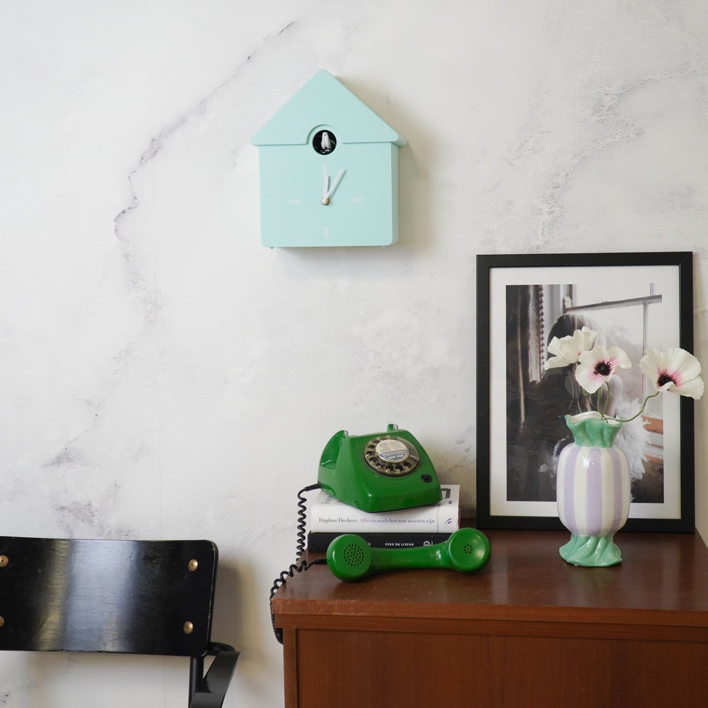 Clock - Wall Clock Cuckoo Clock - Light Green - 24x27x9cm