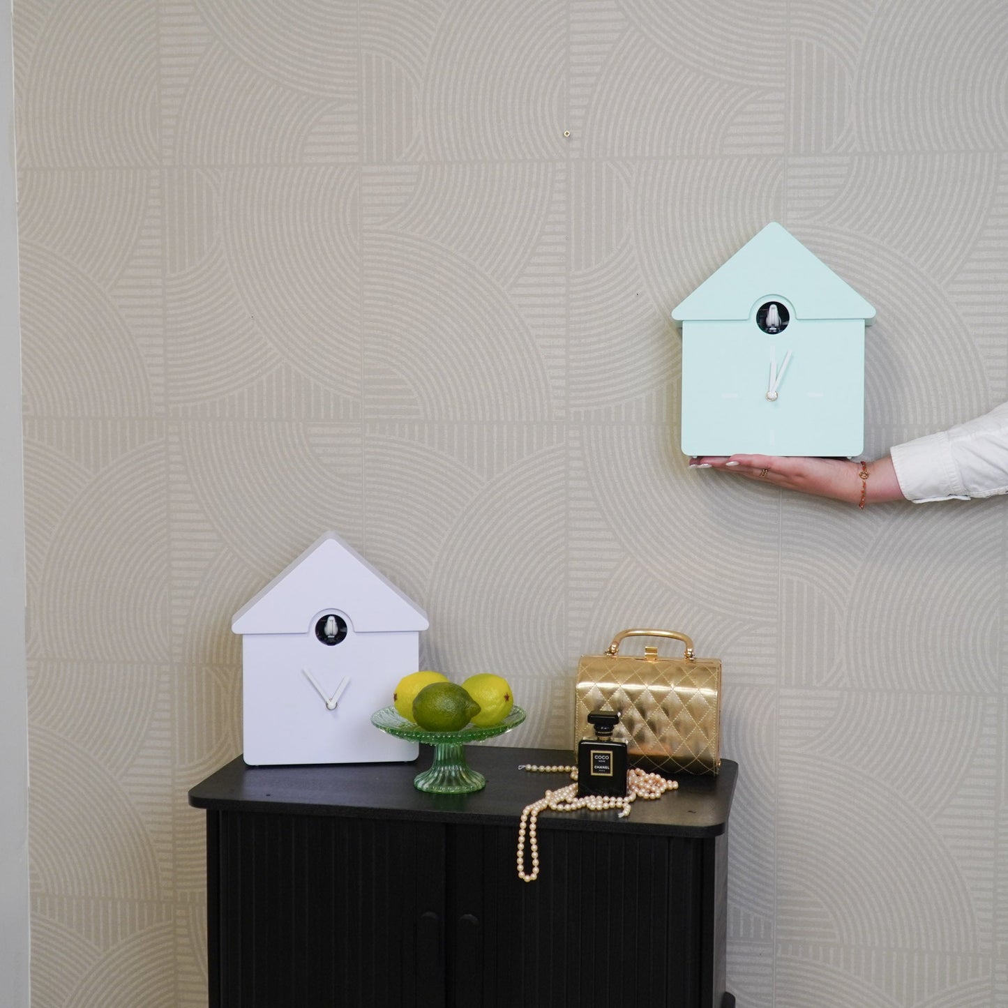 Clock - Wall Clock Cuckoo Clock - Light Green - 24x27x9cm