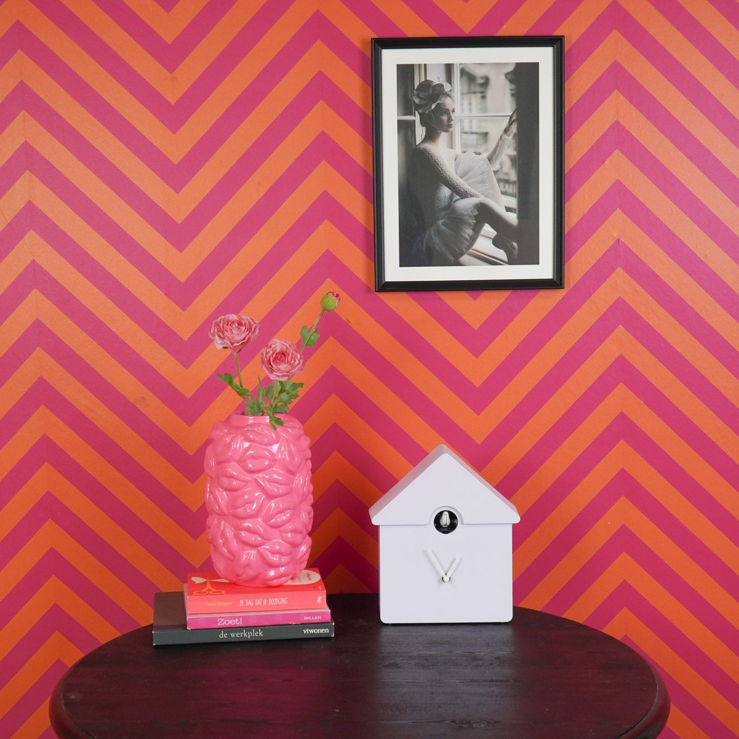 Clock - Wall Clock Cuckoo Clock - Purple - 24x27x9cm