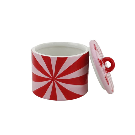 Sierpotje - Swirl- Dolomiet - Rood/Roze - 11x11x11,5cm