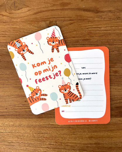 Birthday Party Invitations – Tiger & Safari Theme (Set of 5)