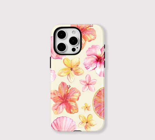 Tropical Flower iPhone Case – Dual Layer Shockproof Protective Cover