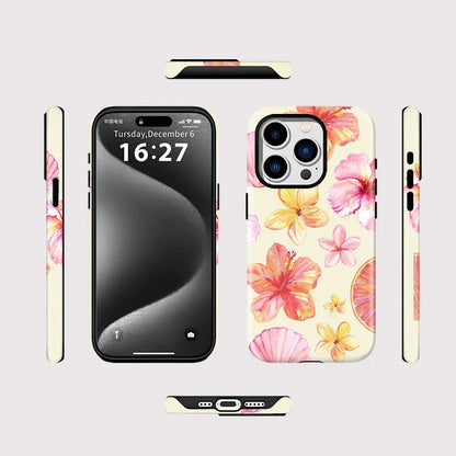 Tropical Flower iPhone Case – Dual Layer Shockproof Protective Cover