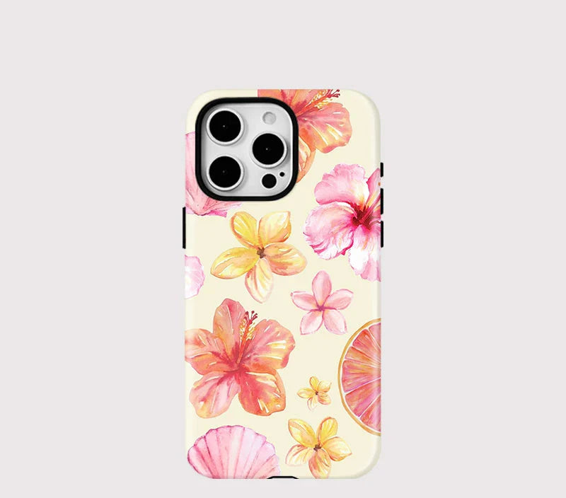 Tropical Flower iPhone Case – Dual Layer Shockproof Protective Cover