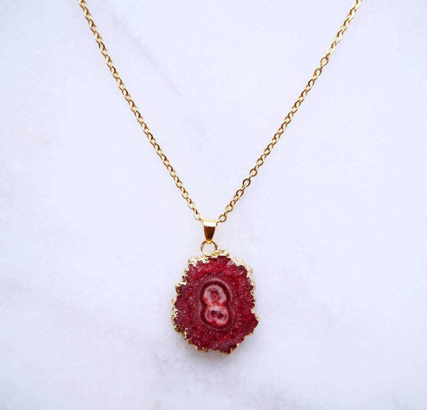 Strawberry Druzy Agate Necklace for Love & Positivity