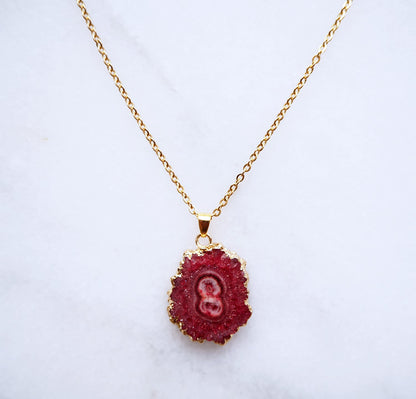 Strawberry Druzy Agate Necklace for Love & Positivity