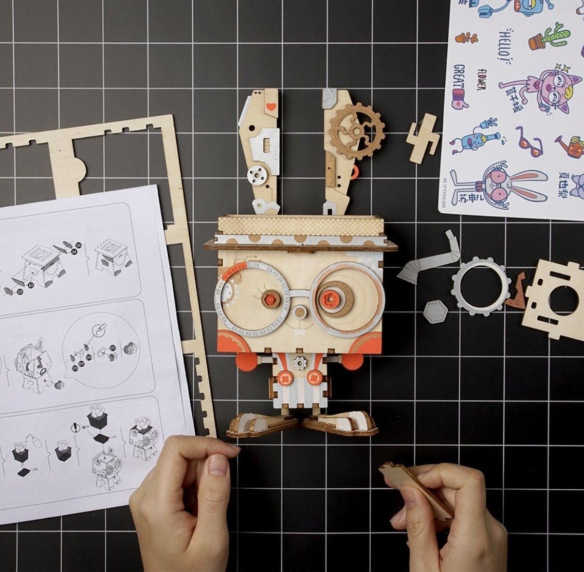 DIY Konijn houten model kit, bloempot - CooleCadeau