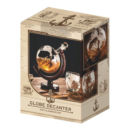 Een GLOBUS karaf met gegraveerde glazen - CooleCadeau